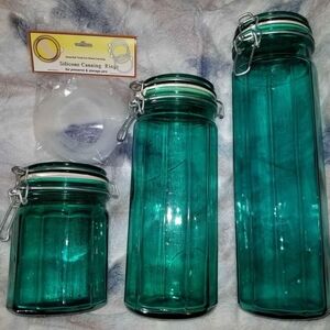 Airtight Teal Glass Canister Set